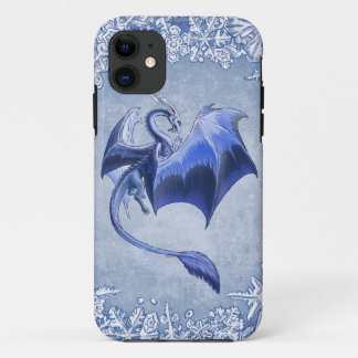 Blue Dragon of Winter Fantasy Nature Art iPhone 11 Case