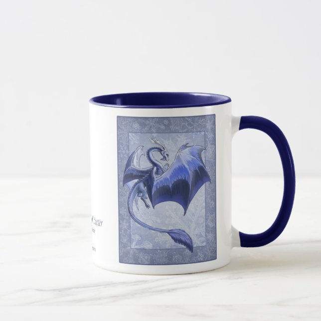 Blue Dragon of Winter Fantasy Nature Art Mug (Right)