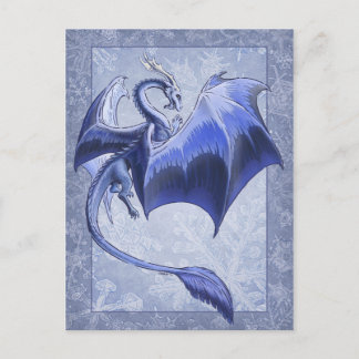 Blue Dragon of Winter Fantasy Nature Art Postcard