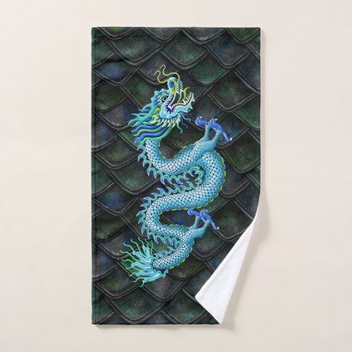 Blue Dragon on Dragon Scales Hand Towel