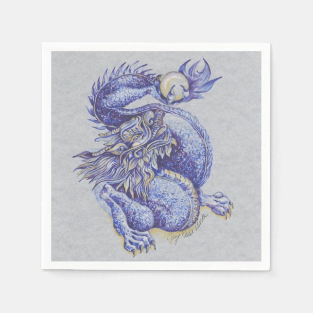 Blue Dragon Paper Napkins (Front)