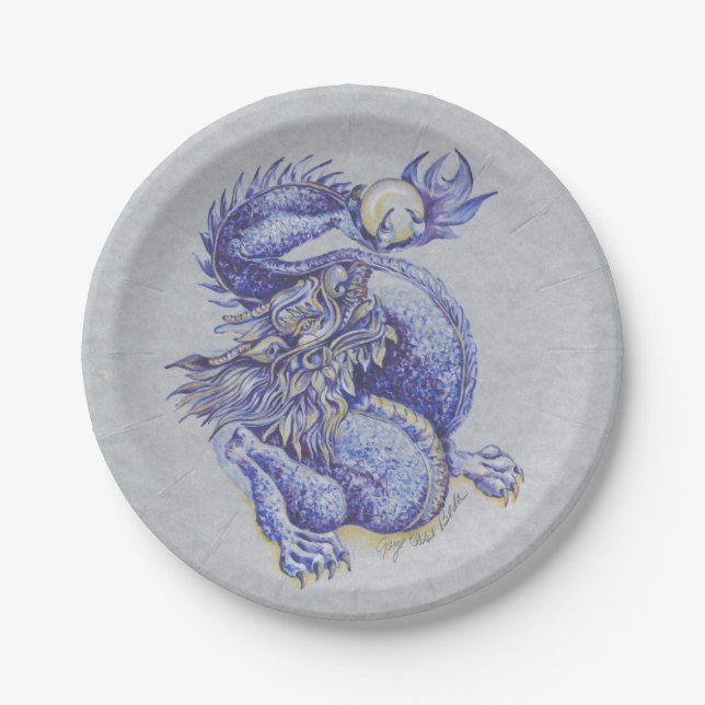 Blue Dragon Paper Plates (Front)