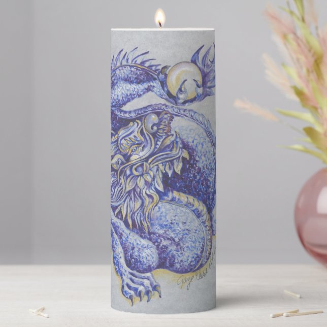 Blue Dragon Pillar Candle (In Situ)