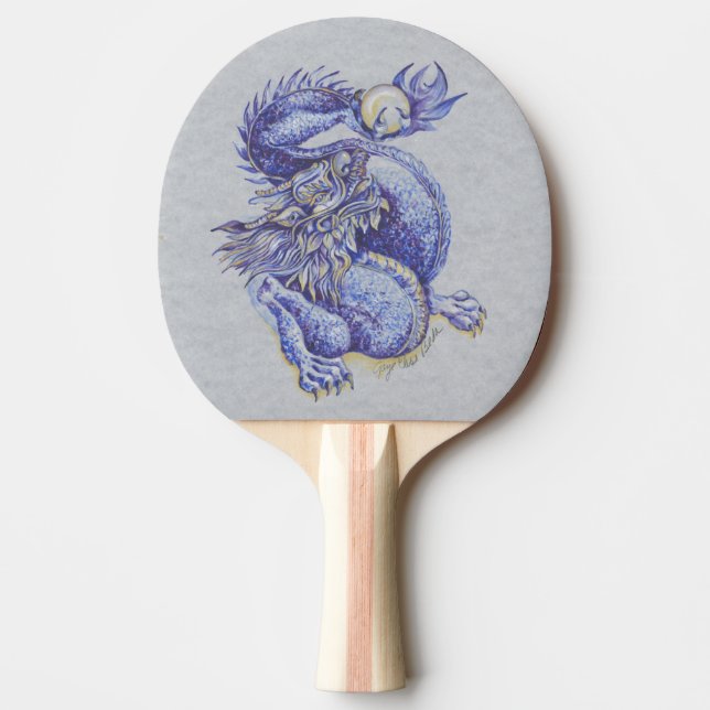 Blue Dragon Ping-Pong Paddle (Front)