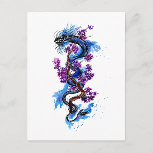 Blue Dragon Purple Blossoms Postcard