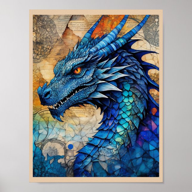 Blue Dragon Ready to Frame Art Print (Front)