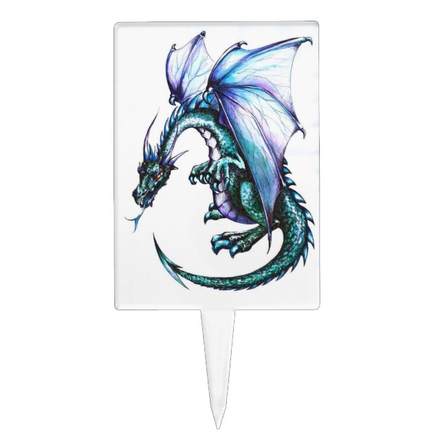 Blue Dragon Rectangle Cakepick (Front)