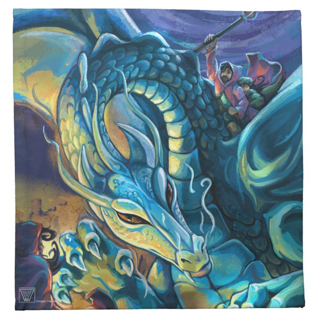 Blue Dragon Rider Cloth Napkin (Front)