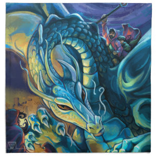 Blue Dragon Rider Cloth Napkin