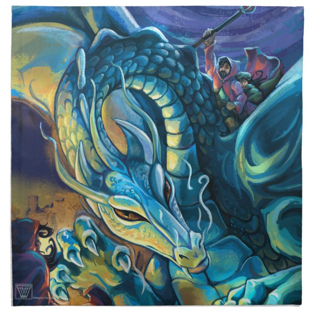 Blue Dragon Rider Cloth Napkin (Front)