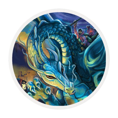 Blue Dragon Rider Edible Frosting Rounds