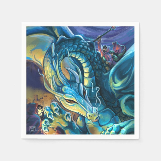 Blue Dragon Rider Napkins (Front)