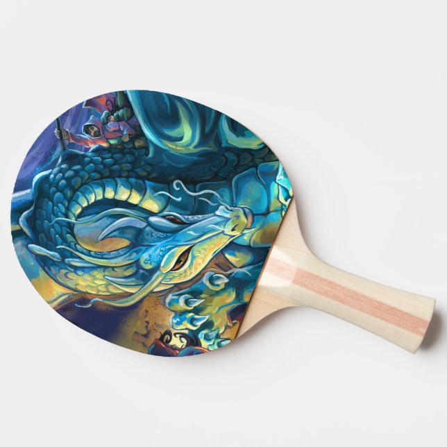 Blue Dragon Rider Ping-Pong Paddle (Side)