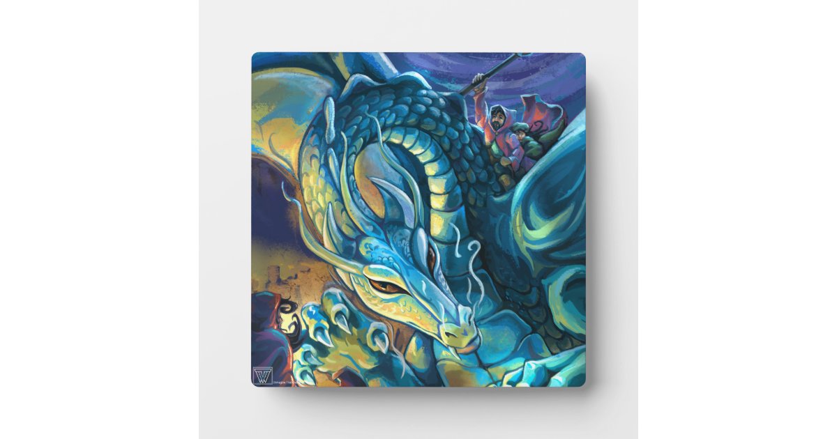 Blue Dragon Rider Plaque | Zazzle