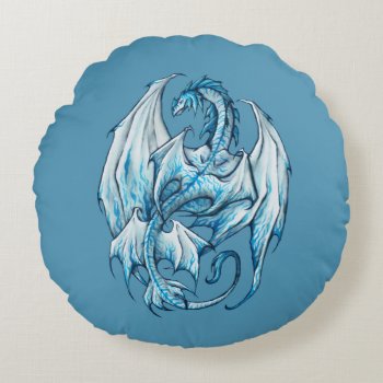 Blue Dragon Round Pillow by FantasyPillows at Zazzle