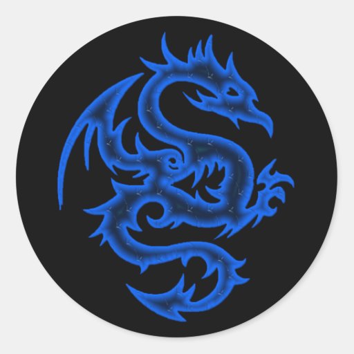 BLUE DRAGON CLASSIC ROUND STICKER | Zazzle