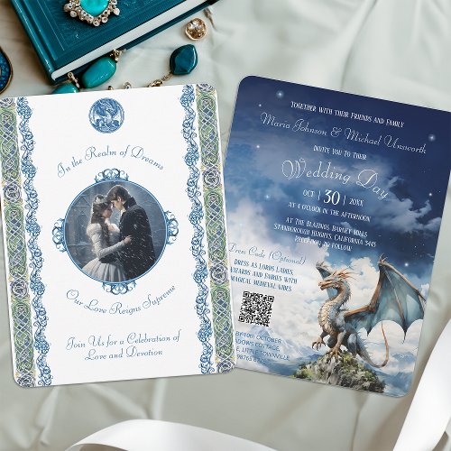 Blue Dragon RSVP Celtic Wedding Invitation