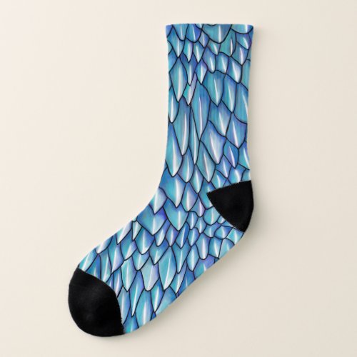 Blue Dragon Scales Mermaid Reptile Skin Socks