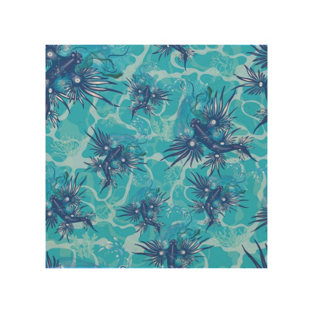 Blue Dragon Sea Slug  Wood Wall Art (Front)