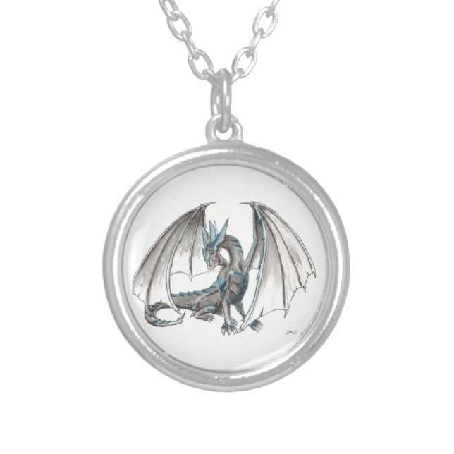 Blue dragon silver plated necklace (Front)