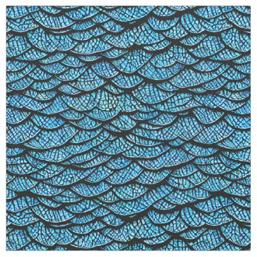 Blue Dragon Skin Mermaid Scales Fabric