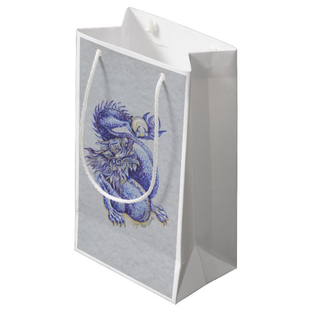 Blue Dragon Small Gift Bag (Front Angled)