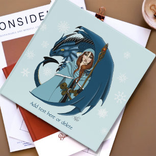 Blue Dragon Sorceress Snowflakes 3 Ring Binder