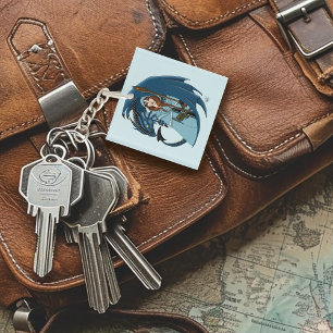 Blue Dragon Sorceress Snowflakes Keychain