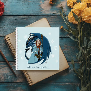 Blue Dragon Sorceress Snowflakes Notebook