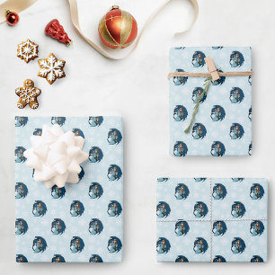 Blue Dragon Sorceress Snowflakes Wrapping Paper Sheets
