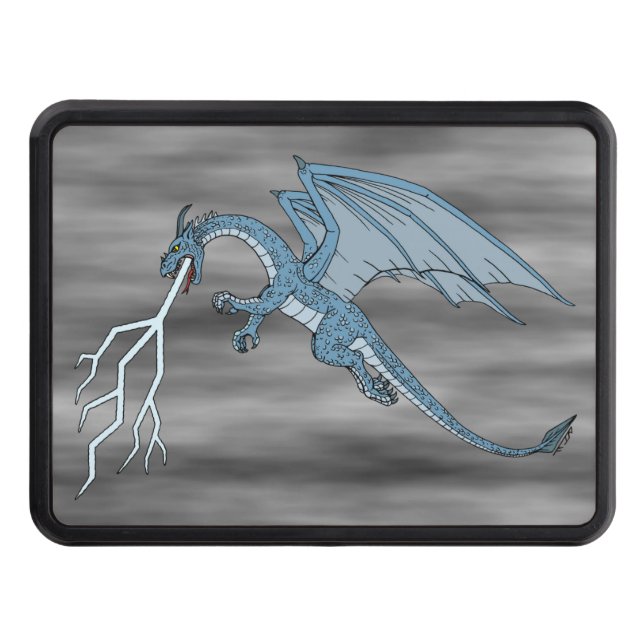 Blue Dragon Spitting Lightning Hitch Cover (Front)