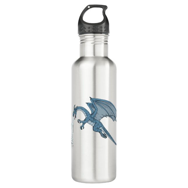 Blue Dragon Spitting Lightning  Stainless Steel Water Bottle (Front)