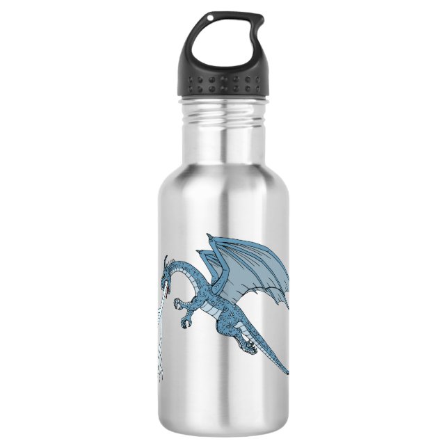 Blue Dragon Spitting Lightning  Stainless Steel Water Bottle (Front)