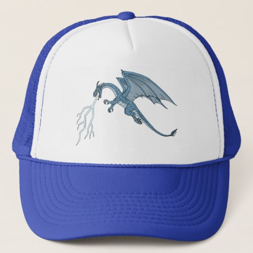 Blue Dragon Spitting Lightning  Trucker Hat