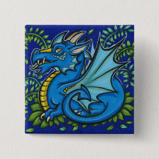 Blue Dragon Square Pinback Button