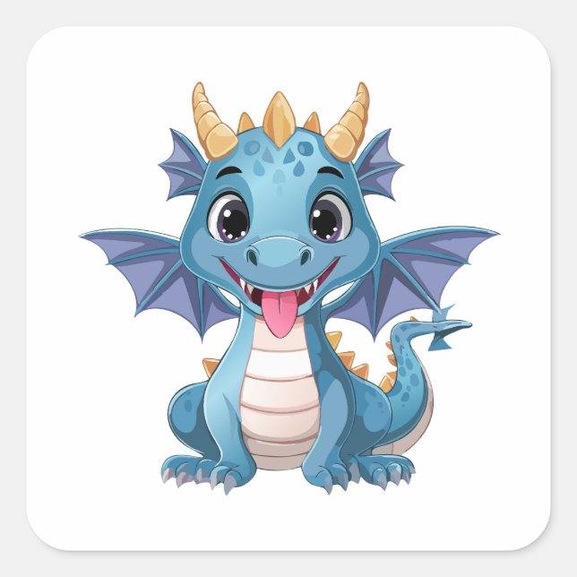 blue dragon square sticker (Front)