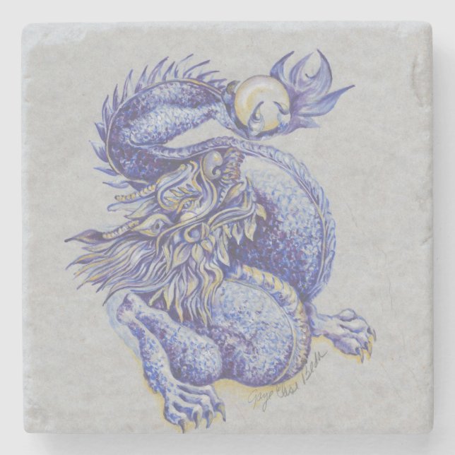 Blue Dragon Stone Coaster (Front)