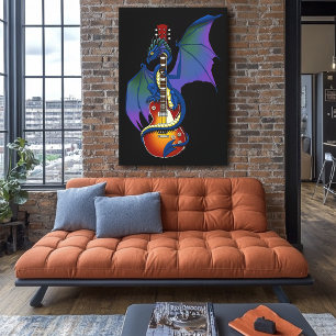 Blue Dragon Sunburst Guitar Music Canvas Print