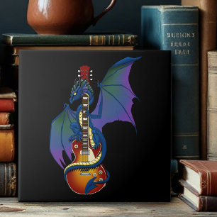 Blue Dragon Sunburst Guitar Music Ceramic Tile