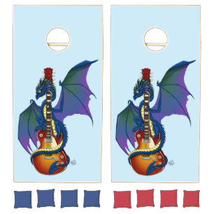 Blue Dragon Sunburst Guitar Music Cornhole Set