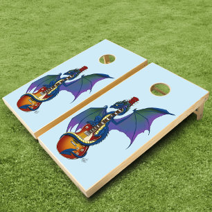 Blue Dragon Sunburst Guitar Music Cornhole Set