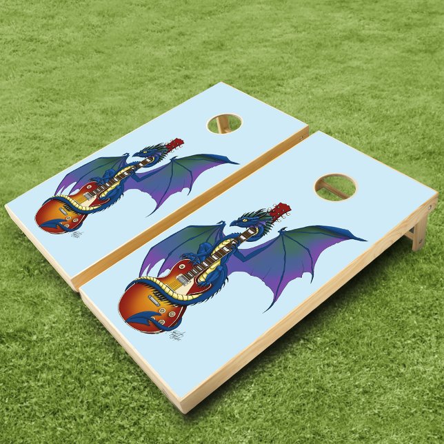 Blue Dragon Sunburst Guitar Music Cornhole Set (Creator Uploaded)