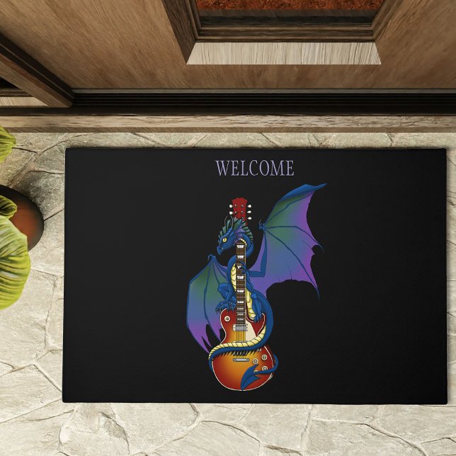 Blue Dragon Sunburst Guitar Music Doormat (Creator Uploaded)