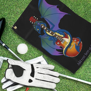 Blue Dragon Sunburst Guitar Music Golf Towel