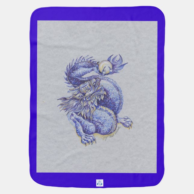 Blue Dragon Swaddle Blanket (Back)