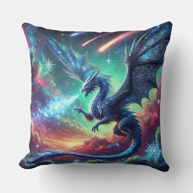 Blue Dragon Throw Pillow (Front)