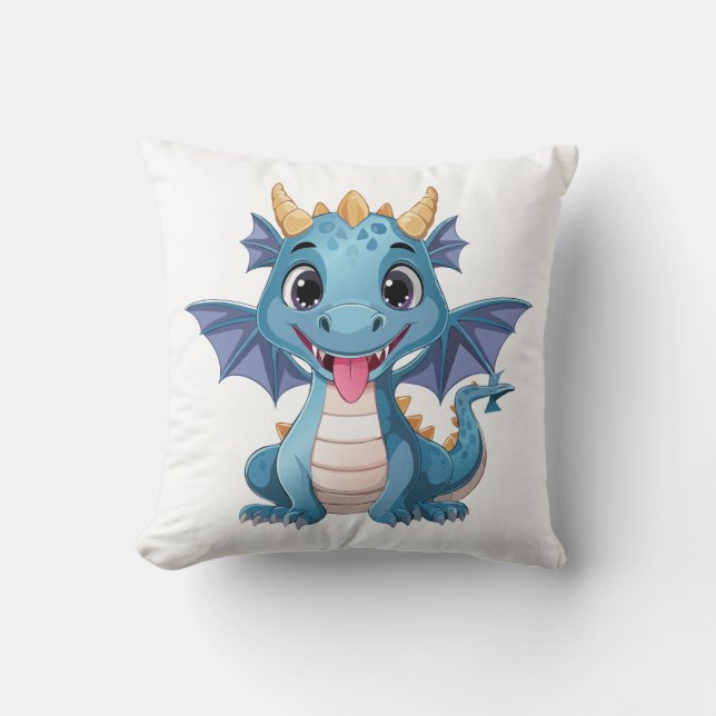 blue dragon throw pillow (Front)