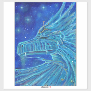 Blue dragon vinyl sticker by Renee Lavoie