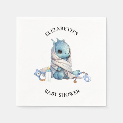 Blue  Dragon Watercolor Baby Shower  Napkins