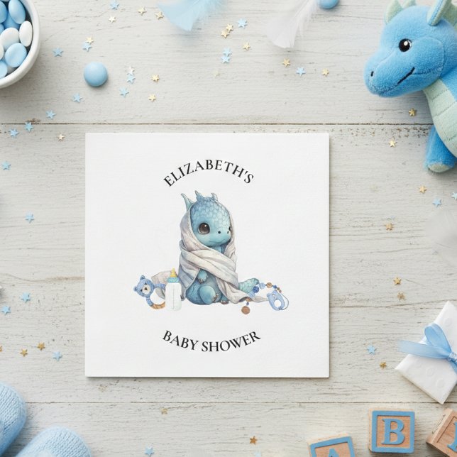Blue  Dragon Watercolor Baby Shower  Napkins (Creator Uploaded)